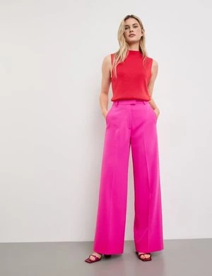 TAIFUN Damski Eleganckie spodnie z szerokimi nogawkami Różowy Jednokolorowy