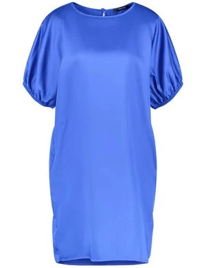 TAIFUN Damski Luźno skrojona sukienka z kieszeniami Półrękawek Okrągły Niebieski Jednokolorowy