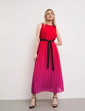 TAIFUN Damski Plisowana sukienka bez rękawów z cieniowaniem Bez rękawów Okrągły Czerwony Cieniowaniem