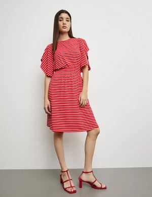TAIFUN Damski Prążkowana sukienka t-shirtowa z szerokimi rękawami Półrękawek Okrągły Czerwony W paski