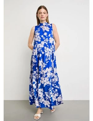 TAIFUN Damski Rozszerzana sukienka warstwowa z kwiatowym nadrukiem Bez rękawów stójka Niebieski W kwiaty