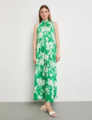 TAIFUN Damski Rozszerzana sukienka warstwowa z kwiatowym nadrukiem Bez rękawów stójka Zielony W kwiaty