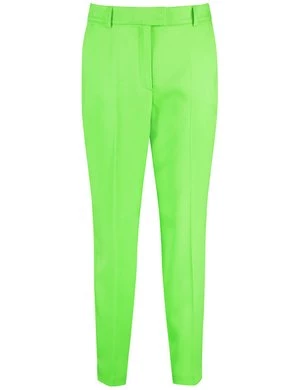 TAIFUN Damski Spodnie z dodatkiem streczu o dł. 7/8 z kantami Slim Fit Zielony Jednokolorowy