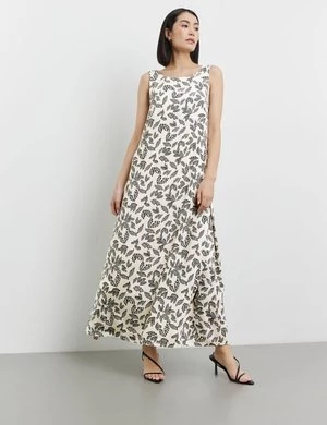 TAIFUN Damski Sukienka maxi bez rękawów z wycięciem z tyłu Bez rękawów Okrągły Beżowy W kwiaty