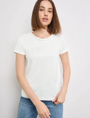 TAIFUN Damski T-shirt basic 62cm krótkie Okrągły Biały Jednokolorowy Gerry Weber