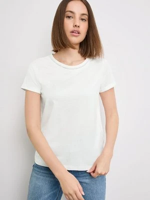 TAIFUN Damski T-shirt basic 62cm krótkie Okrągły, Biały Jednokolorowy Gerry Weber