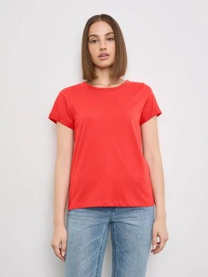 TAIFUN Damski T-shirt basic 62cm krótkie Okrągły, Czerwony Jednokolorowy Gerry Weber