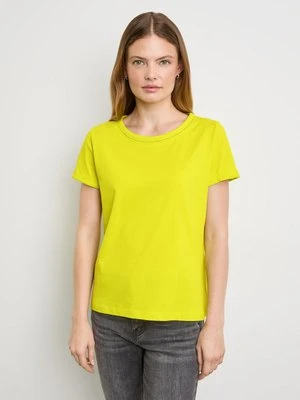 TAIFUN Damski T-shirt basic 62cm krótkie Okrągły, Żółty Jednokolorowy Gerry Weber