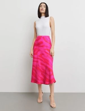 TAIFUN Damski Zamaszysta spódnica midi o subtelnym połysku 80cm Różowy Zwierzęcy nadruk
