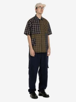 Taikan koszula bawełniana Patchwork S/S Shirt męska kolor brązowy relaxed z kołnierzykiem klasycznym TW0001.OLVPLD-OLVPLD