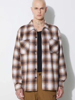 Taikan koszula Heavyweight Plaid Shirt męska kolor brązowy regular z kołnierzykiem klasycznym TW0003.BRN