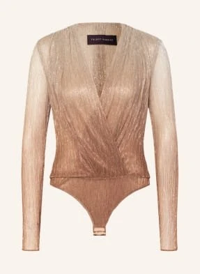 Talbot Runhof Body W Stylu Kopertowym Z Błyszczącą Przędzą gold