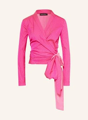 Talbot Runhof Krótka Bluzka W Stylu Kopertowym Z Cekinami pink