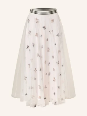 Talbot Runhof Spódnica Z Tiulu Z Jedwabiem I Cekinami weiss