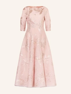 Talbot Runhof Sukienka Koktajlowa Z Żakardu Z Rękawami 3/4 rosa