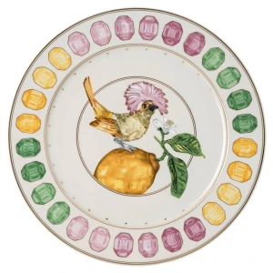 Talerz do serwowania Idyllia, Porcelana, Nadrukowany motyw kryształu, królówka koroniasta, Różnokolorowy Swarovski