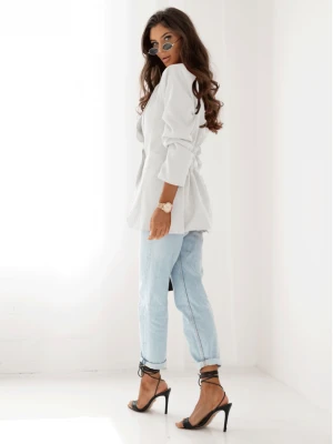 Taliowana długa marynarka TORI - biała  magmac 