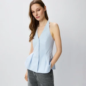 Taliowana kamizelka z odkrytymi plecami jasnoniebieska House