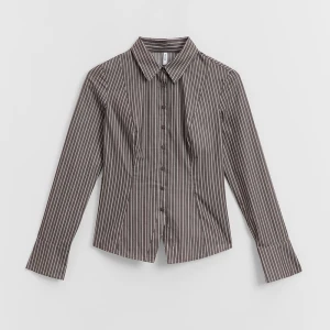 Taliowana koszula w paski z długim rękawem brązowa House