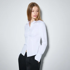 Taliowana koszula z długim rękawem biała House