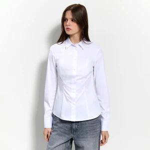 Taliowana koszula z długim rękawem biała House