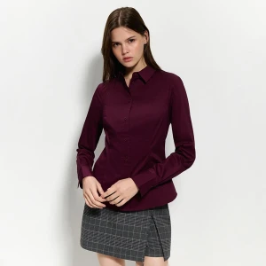 Taliowana koszula z długim rękawem bordowa House