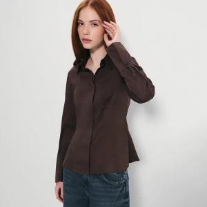 Taliowana koszula z długim rękawem brązowa House