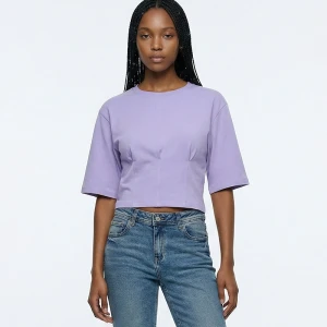 Taliowana koszulka z szerokimi rękawami i zaszewkami jasnofioletowa House