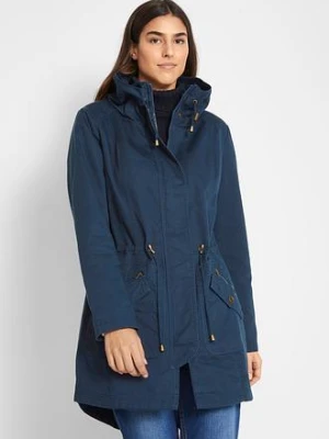 Taliowana krótka parka bawełniana ze stójką BonPrix niebieski