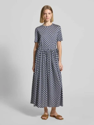 Taliowana sukienka casualowa z czystej bawełny model 'FASCINO' Weekend Max Mara Ciemnoniebieski