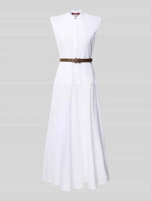 Taliowana sukienka casualowa z czystej bawełny model 'GESTO' Max Mara Biały