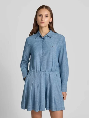 Taliowana sukienka casualowa z czystej bawełny Tommy Jeans Jasnoniebieski