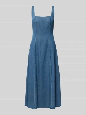 sukienka midi w tkaninie stylizowanej na denim z prostokątnym dekoltem Jake*s Jeansowy niebieski