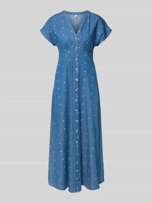 Taliowana sukienka denimowa z czystej bawełny model 'NOVA AZURE' Only