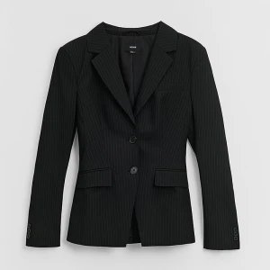 Taliowanana czarna marynarka jednorzędowa w prążki House