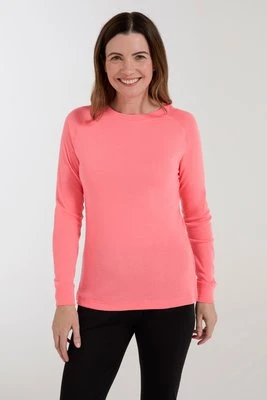 Talus – damski top z długimi rękawami i okrągłym dekoltem - Pink Mountain Warehouse