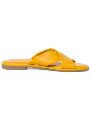 Tamaris Skórzane klapki w kolorze żółtym rozmiar: 40