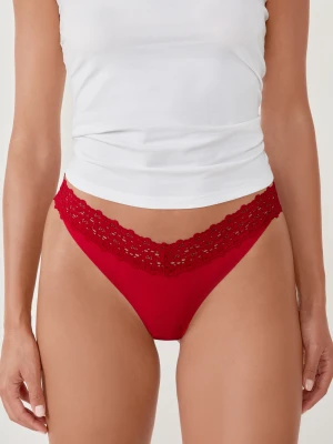 Tangi w kształcie litery V z koronki i mikrofibry Etam