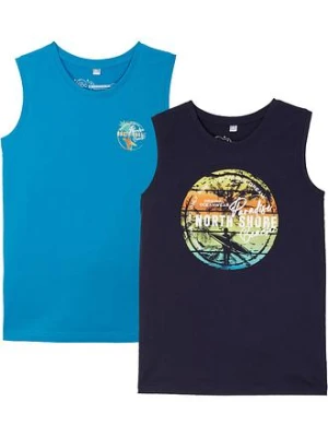 Tank top chłopięcy (2 szt.), z bawełny organicznej BonPrix niebieski