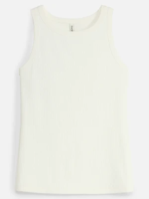 Tank top funkcyjny slim fit z prążkowanej dzianiny, szybkoschnący BonPrix biały