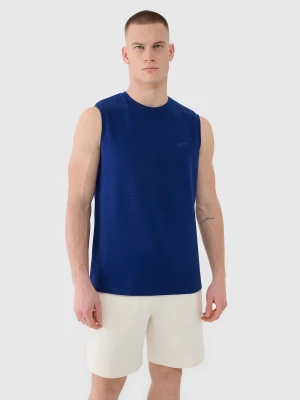 Tank top regular gładki męski - granatowy 4F