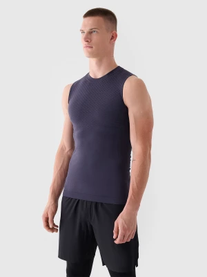 Tank top treningowy bezszwowy szybkoschnący męski 4F x Robert Lewandowski - granatowy