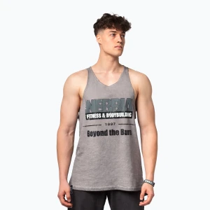 Tank top treningowy męski NEBBIA Washed-Off Stringer Max Out light grey