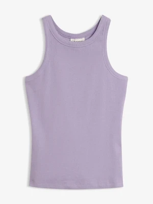 Tank top w prążek BonPrix fioletowy