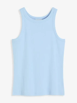Tank top w prążek BonPrix niebieski