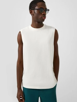 Tank top z bawełny QS kremowy