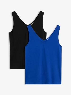 Tank top z czystej bawełny organicznej (2 szt.) BonPrix niebieski