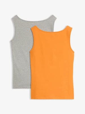 Tank top z dekoltem łódką, 2 szt. BonPrix szary