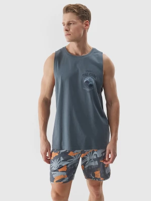 Tank top z nadrukiem męski - grafitowy 4F