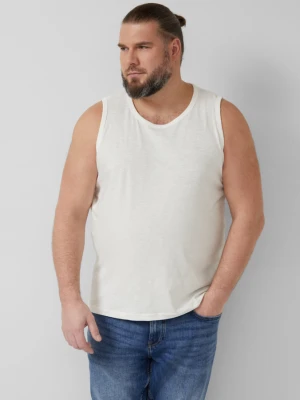 Tank top ze strukturą przędzy płomieniowej i nadrukiem logo s.Oliver kremowy